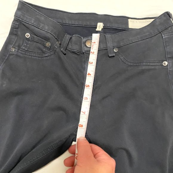 Rag & Bone Mid Rise Soft Twill Jeggings, Washed Black Size 27 - Picture 13 of 14